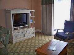 Living area in the 2 bedroom unit at Disney's Beach Club Villas