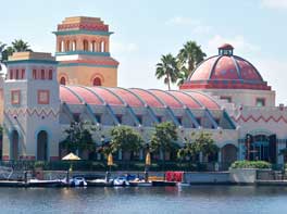 View across Lago Dorado Lake at Coronado Springs