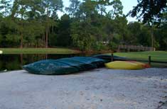 Canoes for rent at the Bike Barn