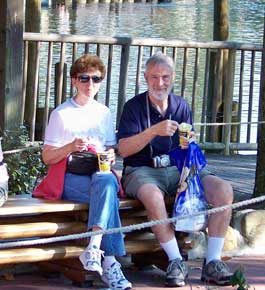 Enjoying a frozen lemonade on a hot day at Disney