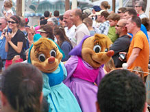 The mice from Cinderella greet viewers of theCelebrate Dreams Come True Parade