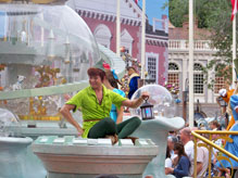 Peter Pan and Wendy on a float in the Celebrate Dreams Parade